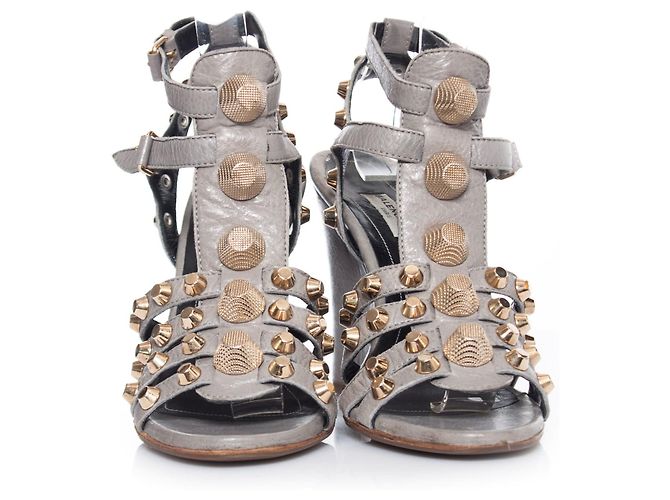 Wedge gladiatore Balenciaga con borchie Grigio - vista 3