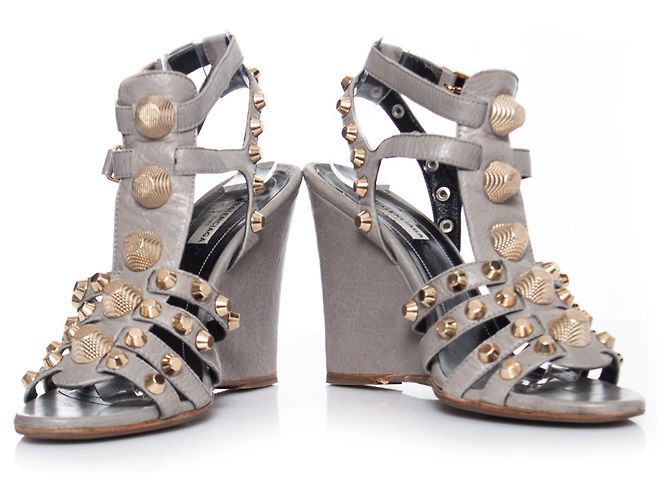 Wedge gladiatore Balenciaga con borchie Grigio - vista 4