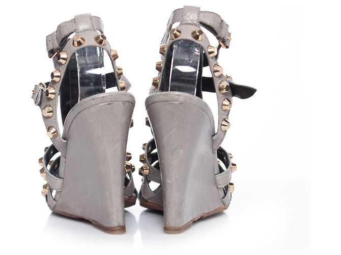 Wedge gladiatore Balenciaga con borchie Grigio - vista 5