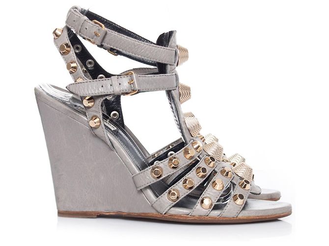 Wedge gladiatore Balenciaga con borchie Grigio - vista 6