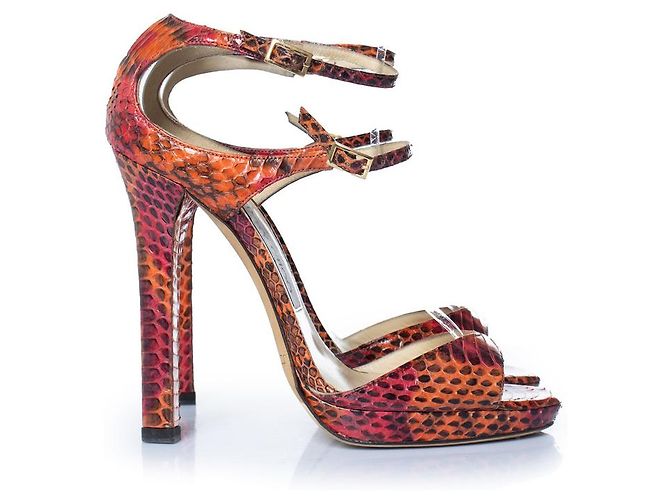 Jimmy Choo Python Sandale in Orange und Pink - Ansicht 4