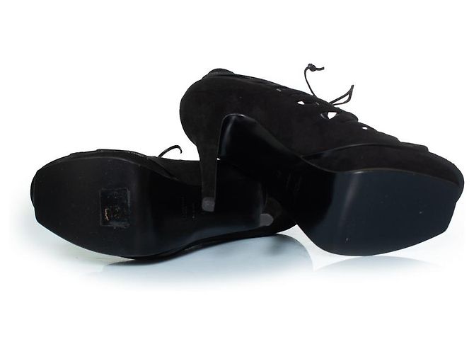 Décolleté Tribute 16 in suede con lacci Saint Laurent Nero - vista 7