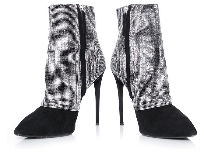 Botines de malla de cristal Giuseppe Zanotti Plata Metálico - vista 3