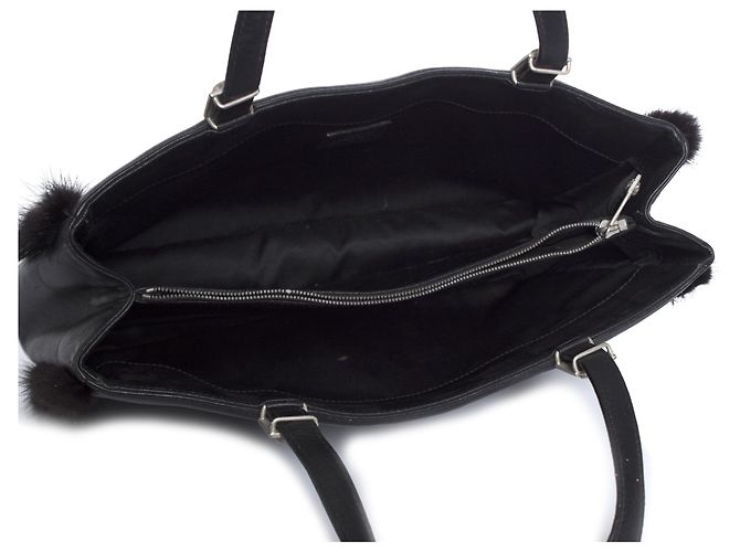 Borsa in pelle nera Gianni Versace con pelliccia Nero - vista 7