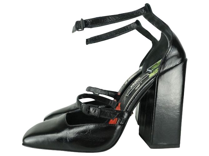 Tacchi a blocco Mary Jane neri Versace Nero - vista 3
