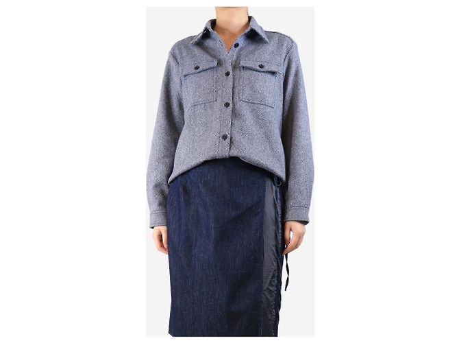 Apc Camisa de bolsillo de mezcla de lana azul - tamaño UK 12 - vista 3