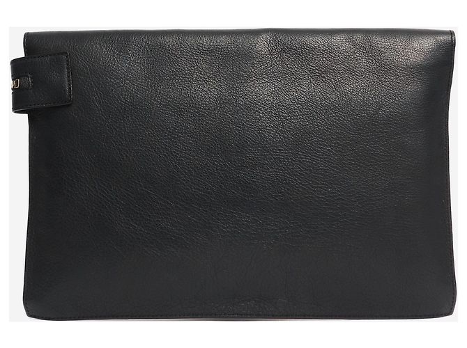 Victoria Beckham Clutch aus schwarzem Schlangenleder mit Prägung - Ansicht 2