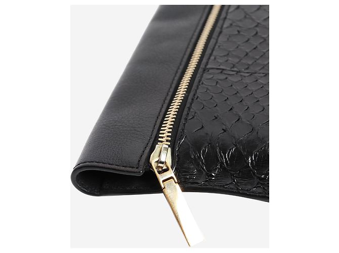 Victoria Beckham Clutch aus schwarzem Schlangenleder mit Prägung - Ansicht 4