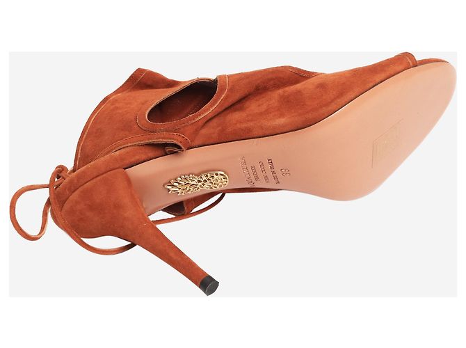 Aquazzura Décolleté in suede marrone con lacci - taglia EU 39 (UK 6) - vista 5