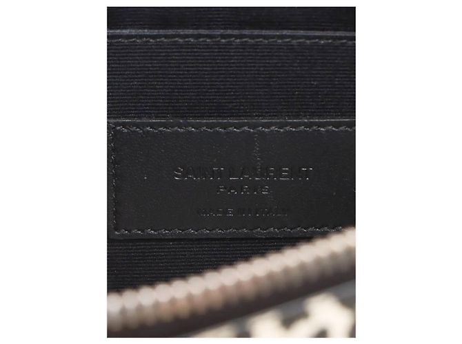 Saint Laurent Clutch in pelle con stampa leopardata bianca e nera Bianco - vista 6