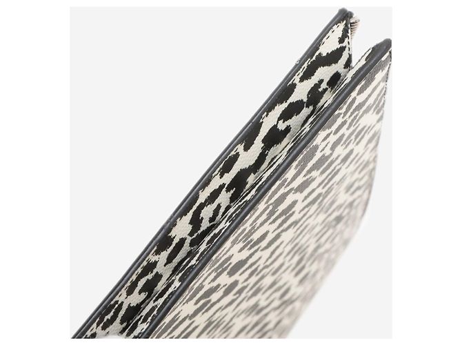Saint Laurent Clutch in pelle con stampa leopardata bianca e nera Bianco - vista 7