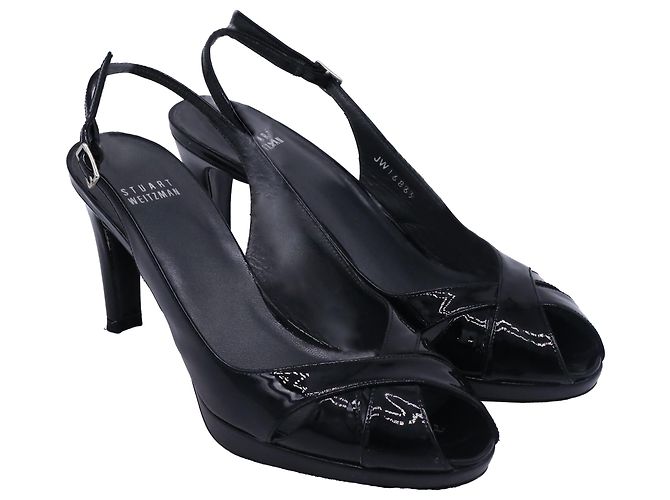 Slingback-Pumps von Stuart Weitzman aus schwarzem Lackleder - Ansicht 3