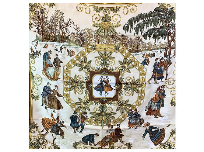 Trim Foulard in seta vintage Hermès Carré 90 Marrone - vista 2