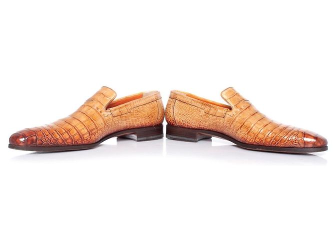 Mocassini in pelle di alligatore Santoni Marrone - vista 7