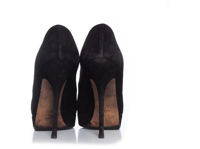 Décolleté platform in suede nero Gucci - vista 3