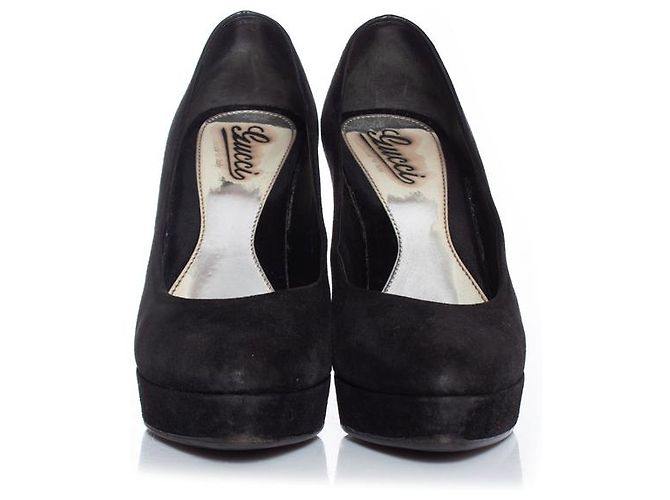 Décolleté platform in suede nero Gucci - vista 4