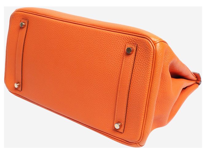 Hermès Borsa Birkin 35 arancione 2010 in pelle Clémence - vista 3