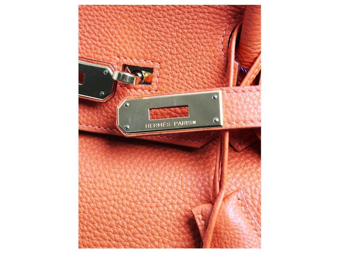 Hermès Borsa Birkin 35 arancione 2010 in pelle Clémence - vista 5