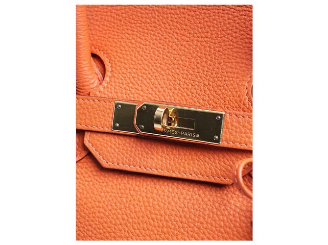 Hermès Borsa Birkin 35 arancione 2010 in pelle Clémence - vista 7