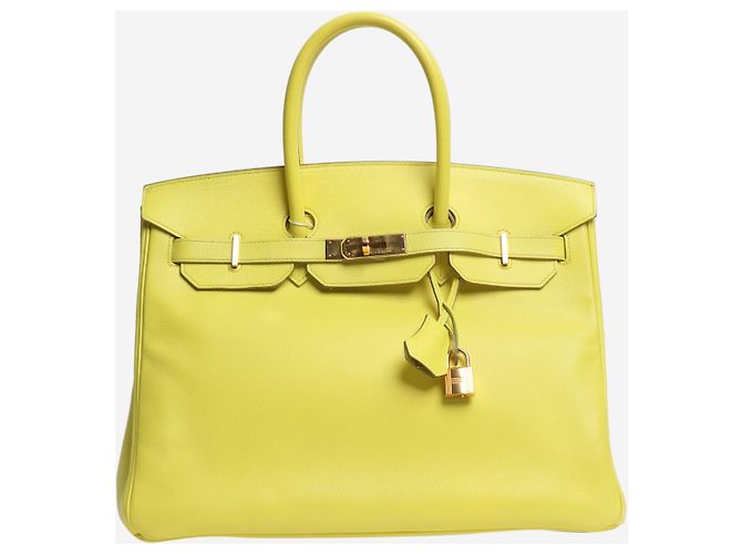 Hermès Lime Birkin 35 Tasche aus Epsom-Leder Gelb - Ansicht 3