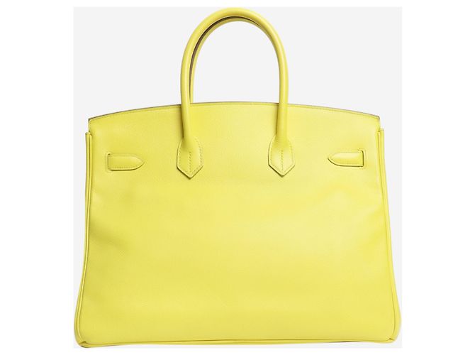 Hermès Lime Birkin 35 Tasche aus Epsom-Leder Gelb - Ansicht 4
