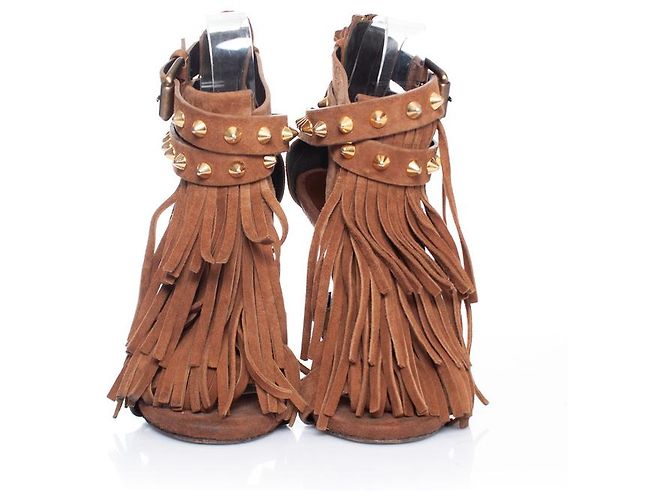 Braune Wildleder-Sandalen von Giuseppe Zanotti mit Fransen - view 4