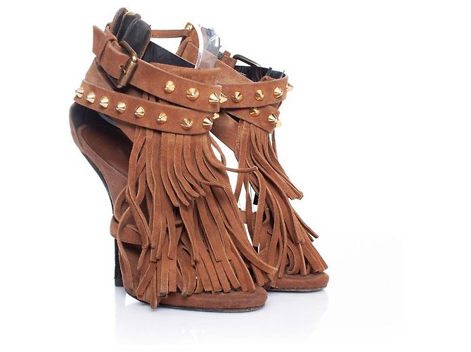 Braune Wildleder-Sandalen von Giuseppe Zanotti mit Fransen - view 5