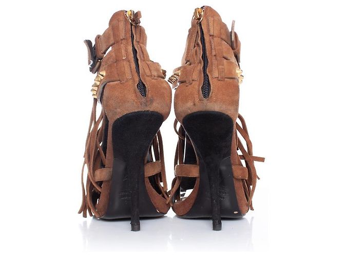 Braune Wildleder-Sandalen von Giuseppe Zanotti mit Fransen - view 7