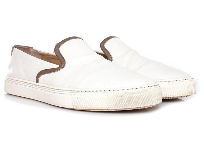 Sneakers slip-on Hermès in pelle bianca Bianco - vista 4