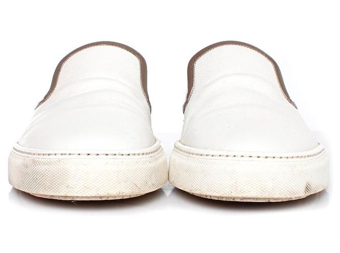 Sneakers slip-on Hermès in pelle bianca Bianco - vista 5