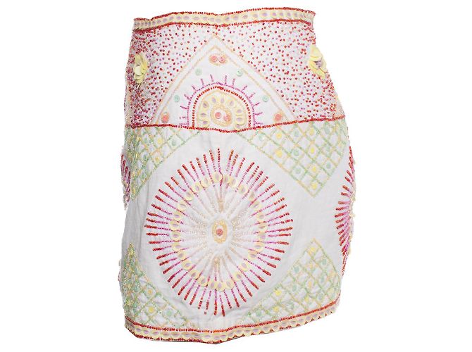 Gonna Antik Batik con perline multicolori Multicolore - vista 4