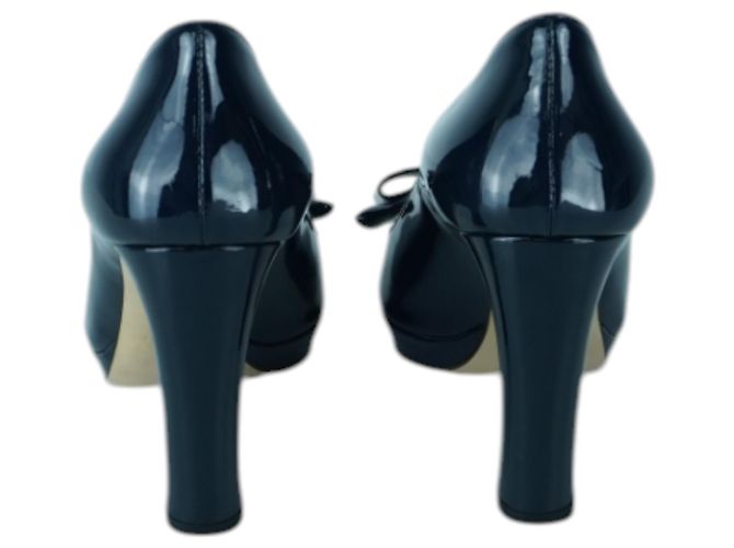 Navyblaue Lackleder-Peeptoe-Pumps von MIU MIU Marineblau - Ansicht 2