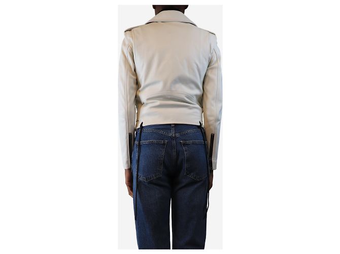 Saint Laurent Weiße Lederbikerjacke - Größe UK 8 - Ansicht 2