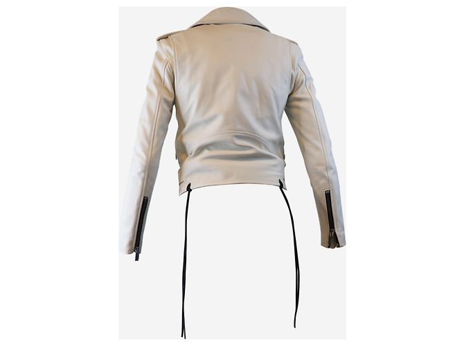 Saint Laurent Weiße Lederbikerjacke - Größe UK 8 - Ansicht 6