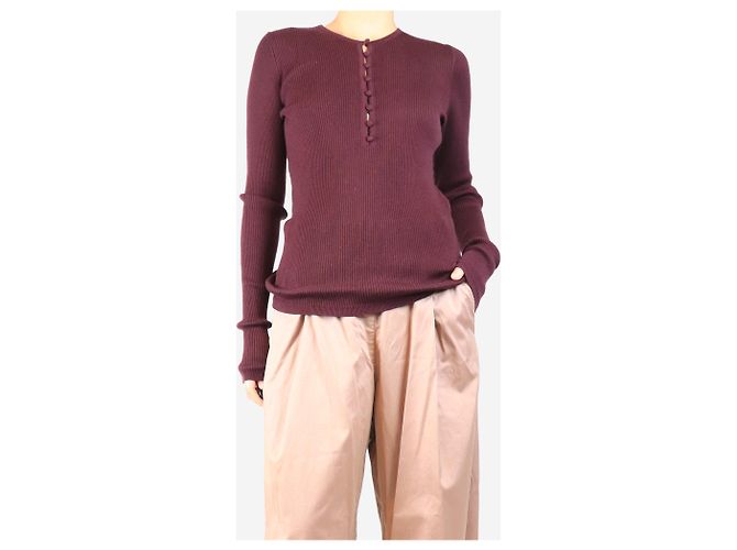 Gabriela Hearst Top de punto berenjena - talla L Burdeos - vista 3