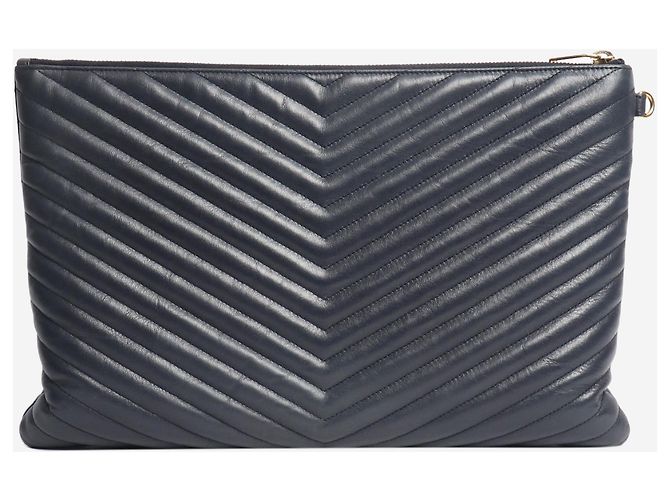 Saint Laurent Dunkelblaue Cassandre Matelassé Tablet-Tasche - Ansicht 2