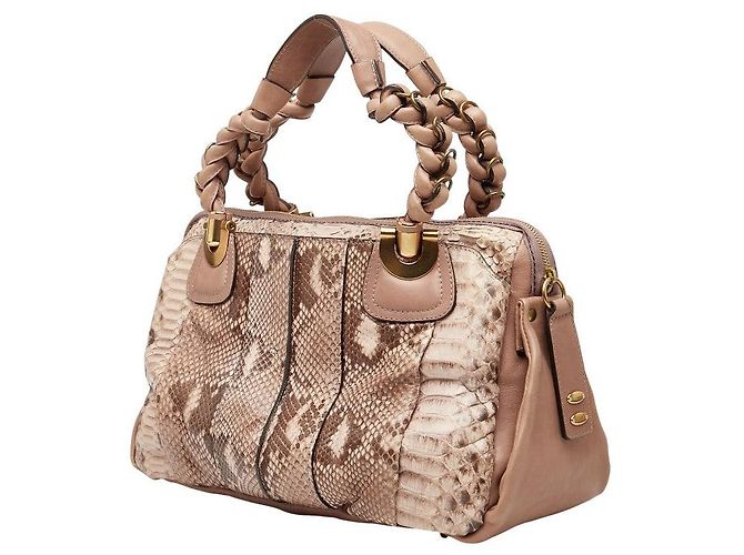 Chloé Borsa in pelle di pitone Chloe Marrone Beige - vista 2