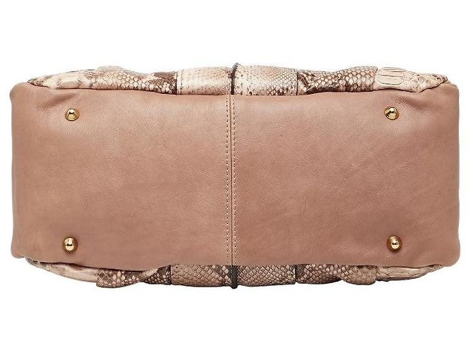 Chloé Borsa in pelle di pitone Chloe Marrone Beige - vista 3