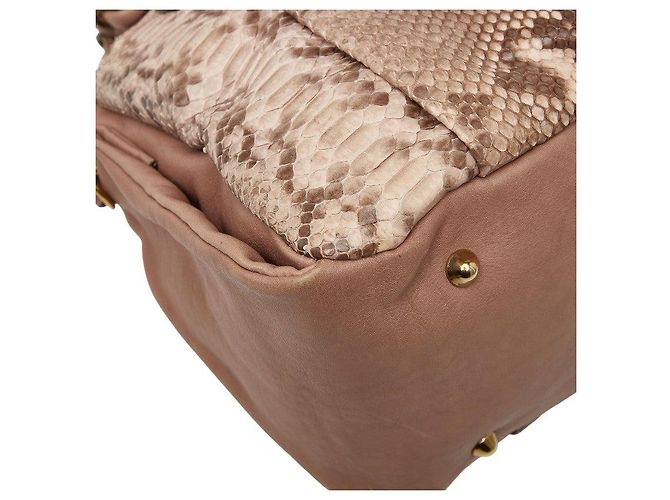 Chloé Borsa in pelle di pitone Chloe Marrone Beige - vista 4