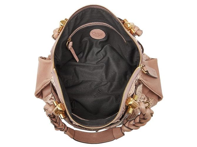 Chloé Borsa in pelle di pitone Chloe Marrone Beige - vista 8