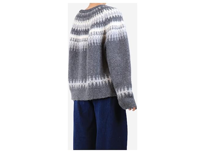 Nili Lotan Dunkelgrauer Fairisle-Pullover - Größe L - Ansicht 2