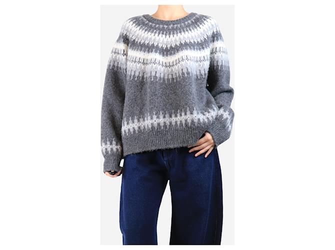 Nili Lotan Dunkelgrauer Fairisle-Pullover - Größe L - Ansicht 3