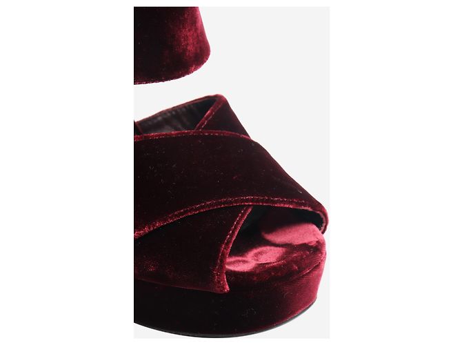Prada Bordeaux Samtabsätze mit Diamantenschnalle - Größe EU 36 (UK 3) Rot - Ansicht 5