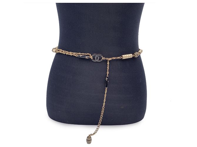 Collana in metallo Chanel CC D'oro Metallico - vista 3