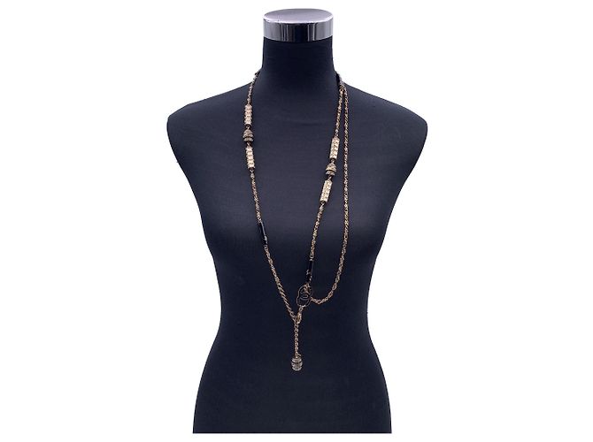 Collana in metallo Chanel CC D'oro Metallico - vista 5