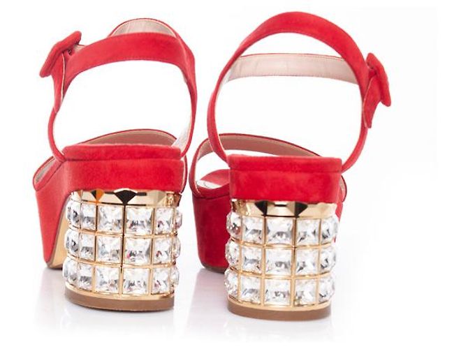 Miu Miu Crystal embellished platform sandals Red - view 5