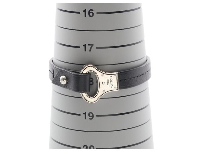 Bracciale in pelle e acciaio inossidabile Louis Vuitton Nero - vista 4