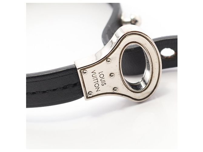 Bracciale in pelle e acciaio inossidabile Louis Vuitton Nero - vista 5