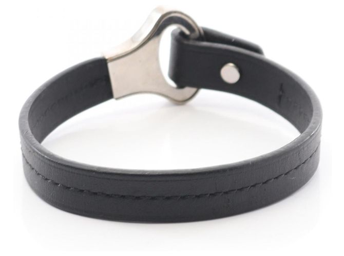 Bracciale in pelle e acciaio inossidabile Louis Vuitton Nero - vista 6
