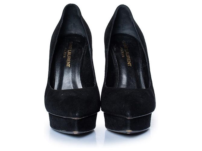 Décolleté Janis in suede nero Saint Laurent - vista 3